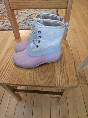 Kids Glitter Rain Boots - Pink and Silver
